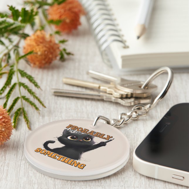 Porte-clefs Drôle chat art dernier mot (Devant Droit)