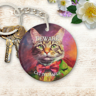Porte-clefs Drôle Chat Cute Kitty Art Portrait