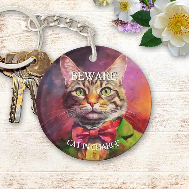 Porte-clefs Drôle Chat Cute Kitty Art Portrait (Créateur téléchargé)