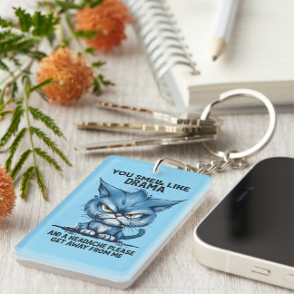 Porte-clefs Drôle chat dramatique mot art