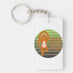 Porte-clefs Drôle chat mignon faisant du yoga.