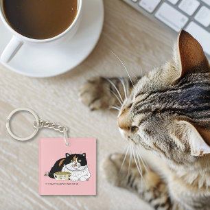 Porte-clefs Drôle Chat Tacheté Gâté Nourrir Rose