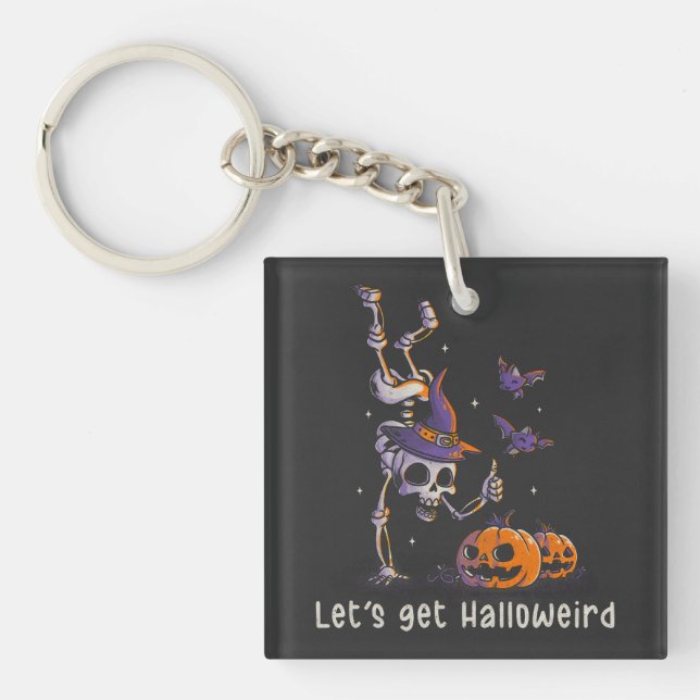Porte-clefs Drôle Citation d’Halloween Obtenons un jeu de mots (Devant)