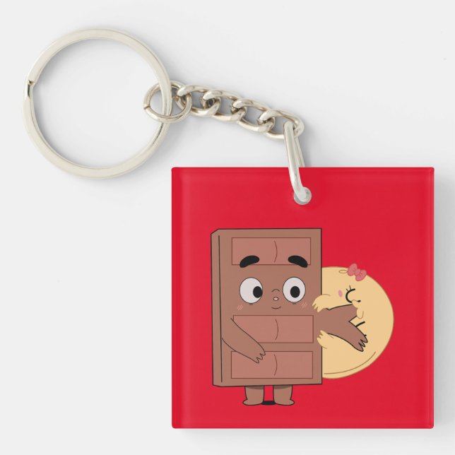 Porte-clefs Drôle Couple Love Pancake Manger Choco (Devant)