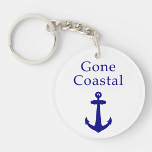 Porte-clefs Drôle d'ancre nautique bleue Gone Coastal