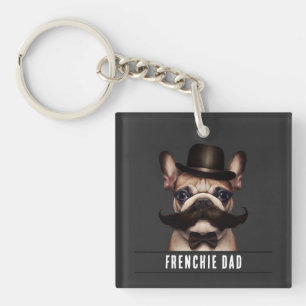 Porte-clefs Drôle Frenchie Papa Personnalisé Nom double face