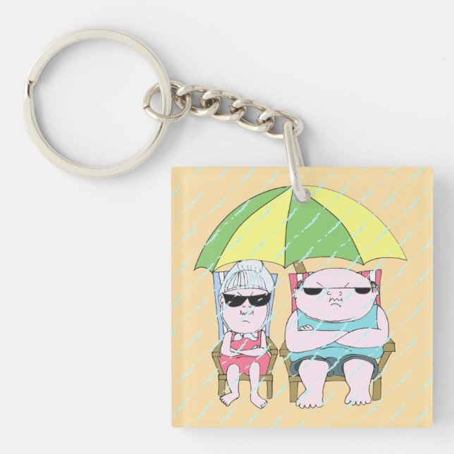 Porte-clefs Drôle Grumpy Couple à la plage (Devant)