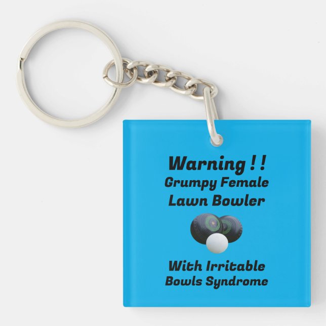 Porte-clefs Drôle Grumpy Femme Pelouse Bowler, Clavier (Devant)