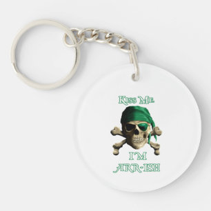 Porte-clefs Drôle Kiss Me Irlandais Jolly roger Pirate Skull