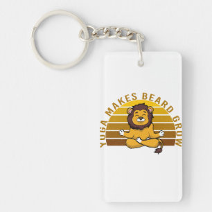 Porte-clefs Drôle lion mignon faisant du yoga. drôles de yoga