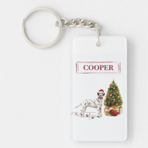 Porte-clefs Drôle Noël Dalmation Chien et Arbre