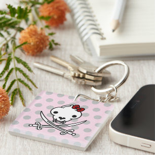 Porte-clefs Drôle Noir Blanc Jolly Kitty Pirate Os crâne