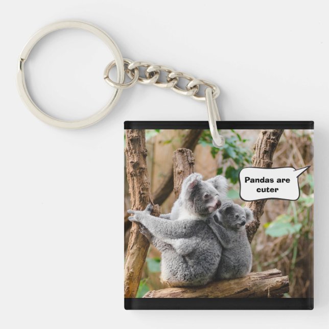 Porte-clefs Drôle Pandas ou Koalas - Qui sont plus mignons ? (Devant)
