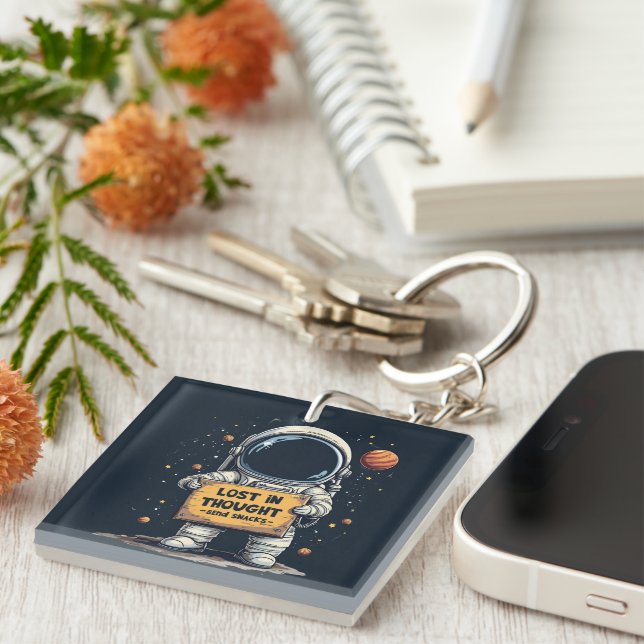 Porte-clefs Drôle perdu dans la pensée astronaute l'illustrati (Devant Droit)