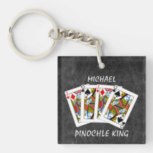 Porte-clefs Drôle Pinochle King sur Noir