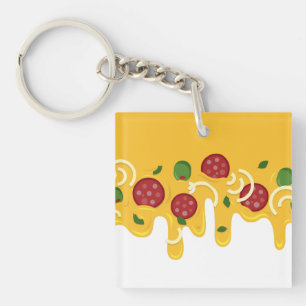 Porte-clefs Drôle Pizza au Fromage Rétro Coulant Keto Party