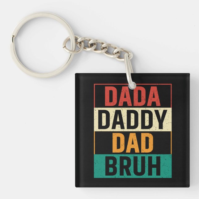 Porte-clefs Drôle rétro Fête des pères Dada Papa Papa Papa Bru (Devant)