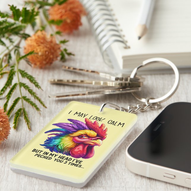 Porte-clefs Drôle sarcasme mot art poulet (Devant droit)