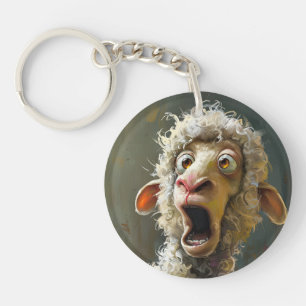 Porte-clefs Drôle Surpris Mouton Mouton Whimsical Expression A