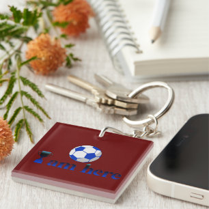 Porte-clefs Drôle tasse de football - Je suis ici