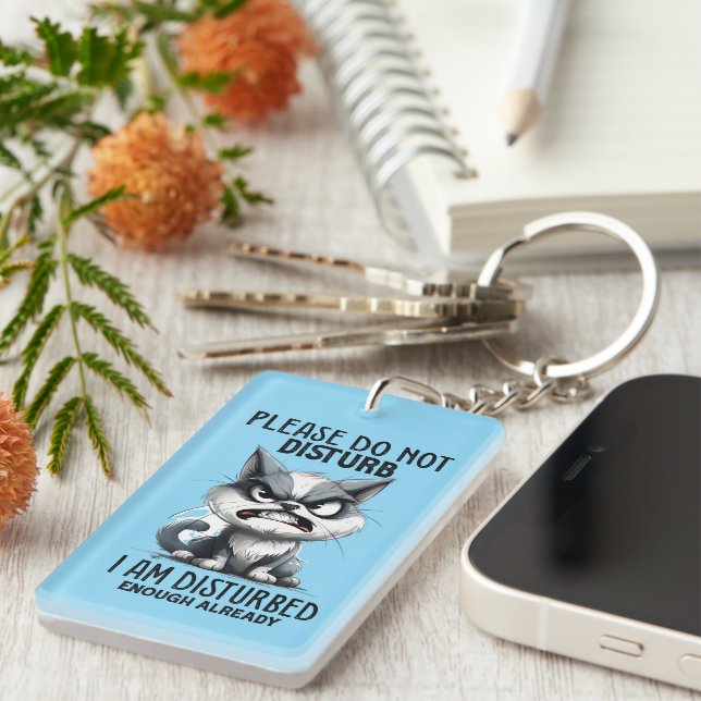 Porte-clefs Drôle troublé chat mot art (Devant droit)