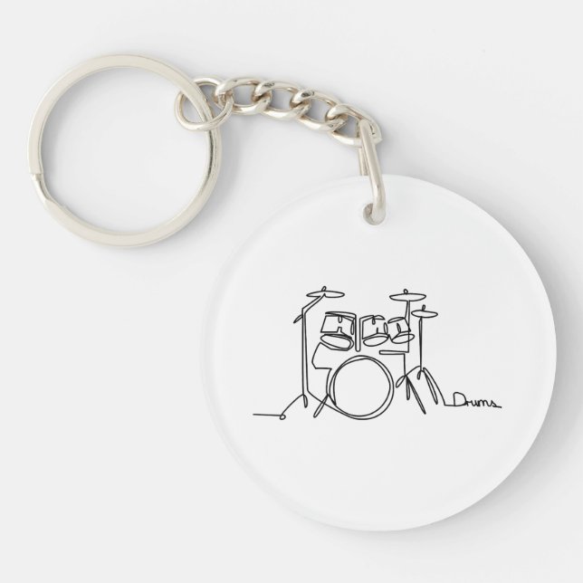 Porte-clefs Drummer Music Design Drums One-Line (Devant)