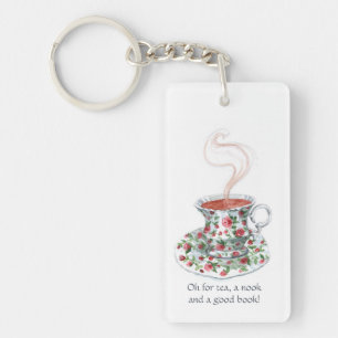 Porte-clefs Du thé, un coin et un livre ! Thé slogan, tasse vi