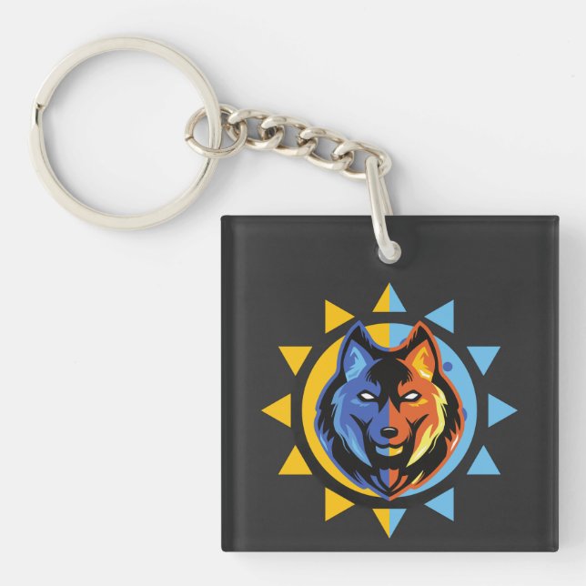 Porte-clefs Dual Color Wolf Keychain  (Devant)