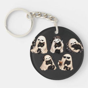 Porte-clefs Duo Chat Fantôme Halloween Cosy
