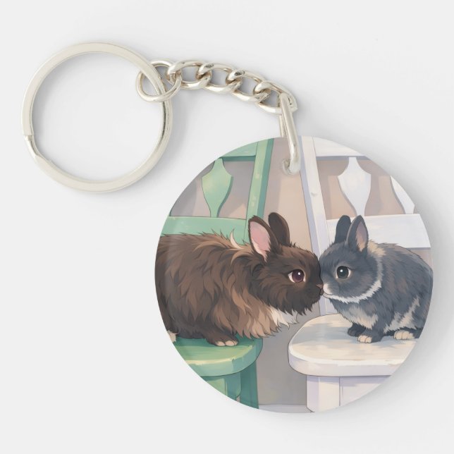 Porte-clefs Durable Acrylic Key Chain - Two Rabbits (Devant)