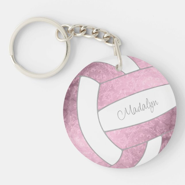 Porte-clefs dusté rose personnalisé nom volleyball joueur cade (Devant)