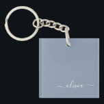 Porte-clefs Dusty Blue minimaliste moderne Monogramme élégant<br><div class="desc">Découvrez notre Dusty Blue Minimalist Modern Monogram Elegant Collection : Elevez votre style avec une sophistication sobre et un charme intemporel. Notre collection présente des motifs minimalistes dans une teinte bleu roux apaisante, rehaussée d'élégants monogrammes adaptés à votre goût personnel. De la papeterie raffinée aux accessoires polyvalents, chaque pièce de...</div>