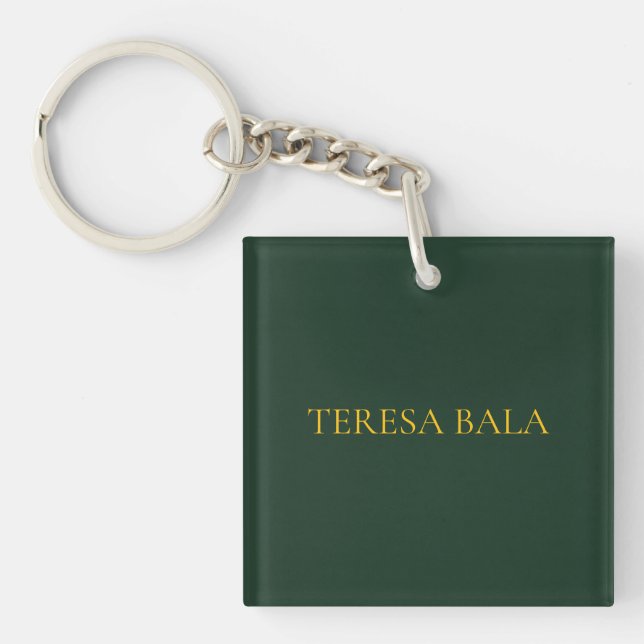 Porte-clefs dusty green keychain, minimalist name keychain, mo (Devant)