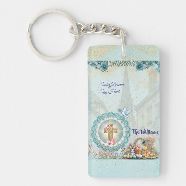 Porte-clefs Easter Acrylic Rectangular double side Keychain  (Devant)
