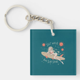 Porte-clefs Eau salée et soleil brillant Arbre de palmier de p
