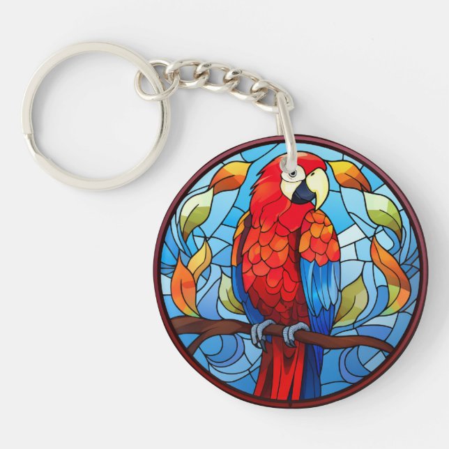 Porte-clefs Écarpe en verre doux Macaw Parrot Bird (Devant)