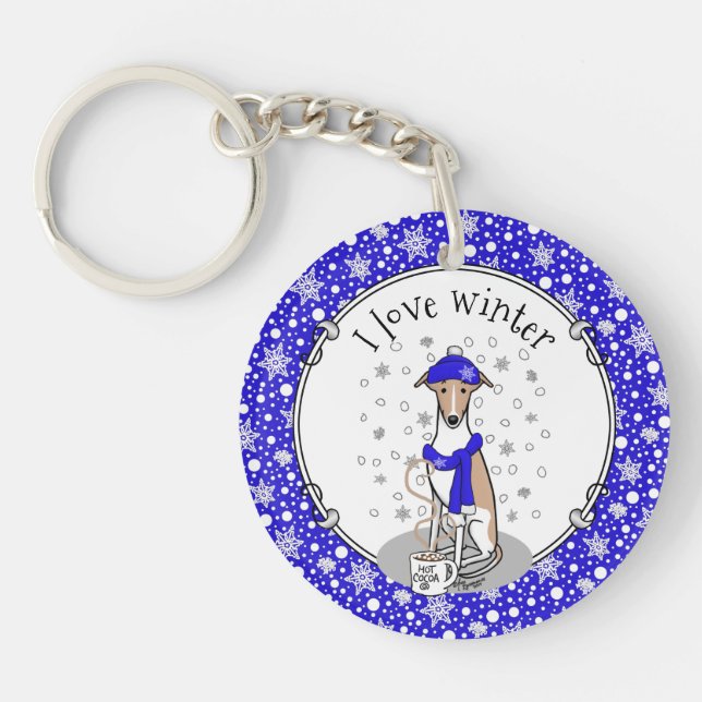 Porte-clefs Écharpe à neige bleu hiver - Faune et blanc (Devant)
