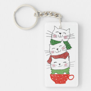 Porte-clefs Écharpes de coupe de chats de vacances dessin anim