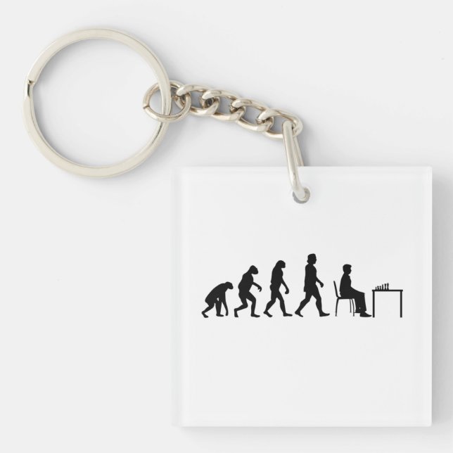Porte-clefs Échecs - Évolution du joueur d'échecs (Devant)