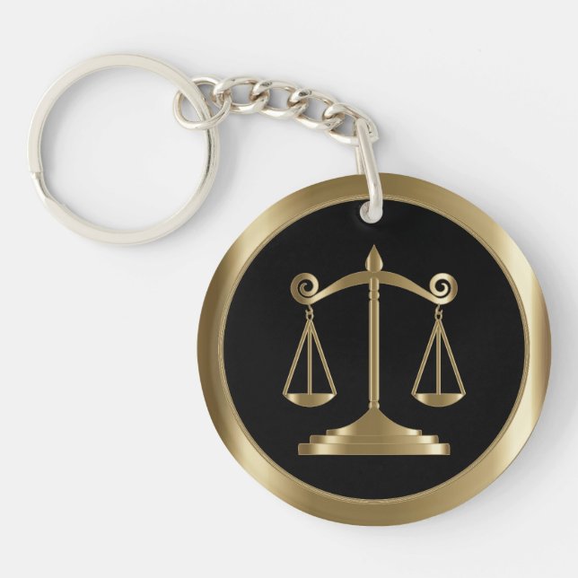 Porte-clefs Échelles de justice | Droit | Avocat - Noir & Or (Devant)