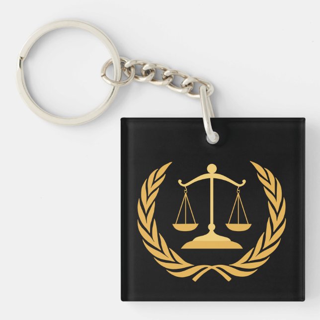 Porte-clefs Échelles de justice | Droit | Avocat - Noir & Or K (Devant)