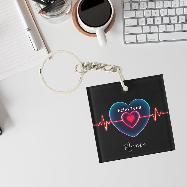 Porte-clefs Echo Tech | Bouton | EKG (Echo Tech _ Heartbeat _ EKG Keychain)