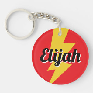 Porte-clefs Éclair de foudre jaune logo nom personnalisé