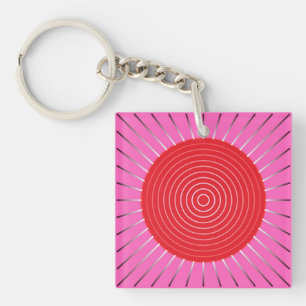 Porte-clefs Éclat de soleil géométrique moderne - Fuchsia et R