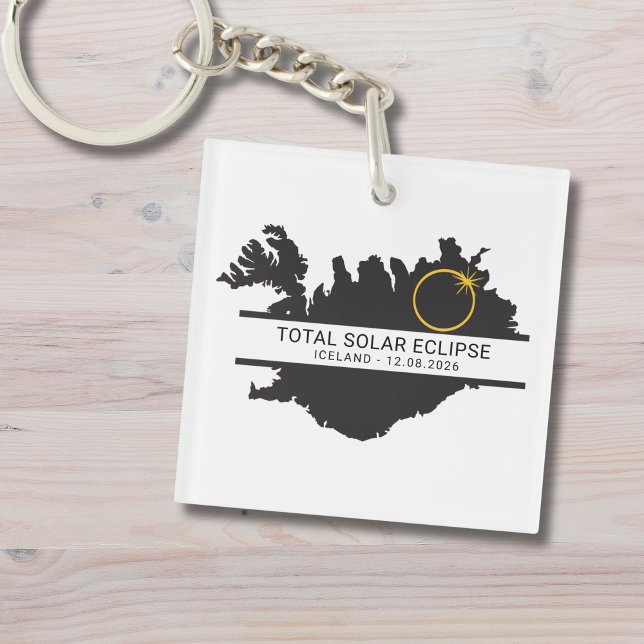 Porte-clefs Éclipse solaire totale 12 août 2026 – Islande (Edit text via template if you wish to make changes.  Matching items available )