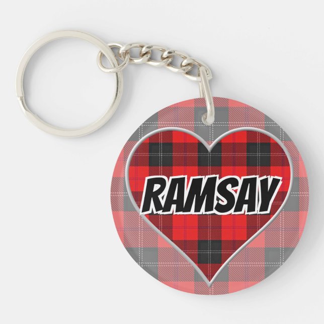 Porte-clefs Ecosse Flash Clan Ramsay Red Tartan Heart (Devant)