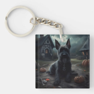 Porte-clefs Ecosse Terrier Citrouille Halloween effrayant