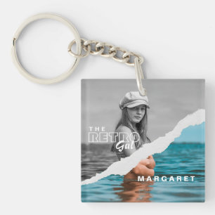 Porte-clefs Écran photo Retro élégant noir et blanc