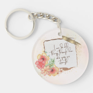 Porte-clefs Écriture chrétienne élégante avec paillettes dorée