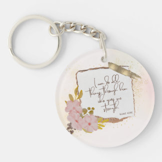 Porte-clefs Écriture chrétienne paillettes dorées élégantes
